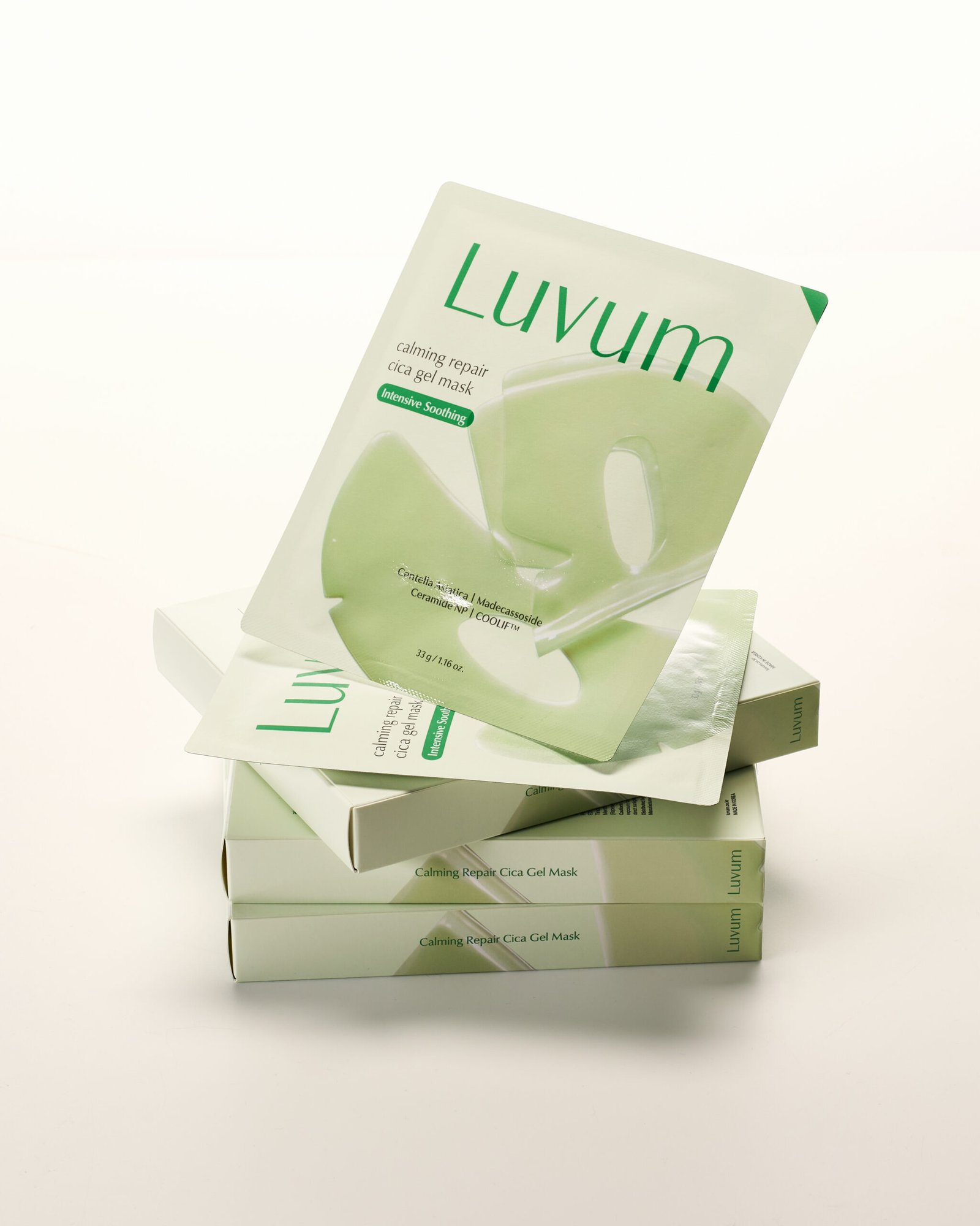 Luvum- Masque gel apaisant et réparateur à la centalla asiatica (Boîte de 5 masques) – Image 5