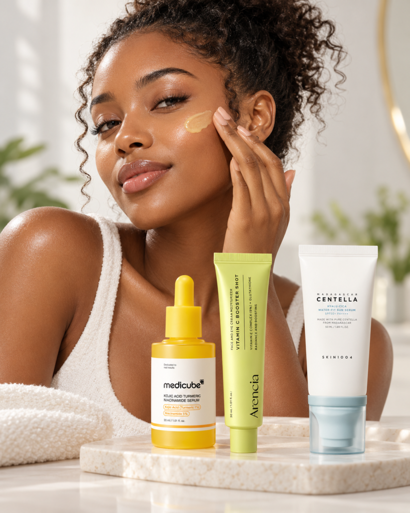 Trio Contre les le Mélasma & les Taches Tenaces  – Acide Kojique + Vitamine C + SPF50+