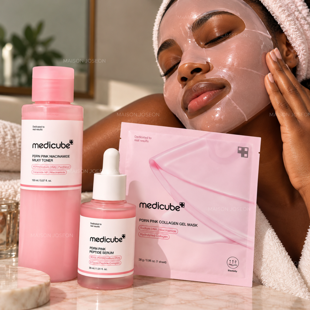Trio PDRN Glow & Fermeté – Toner + Sérum Peptides + Masque Collagène Medicube