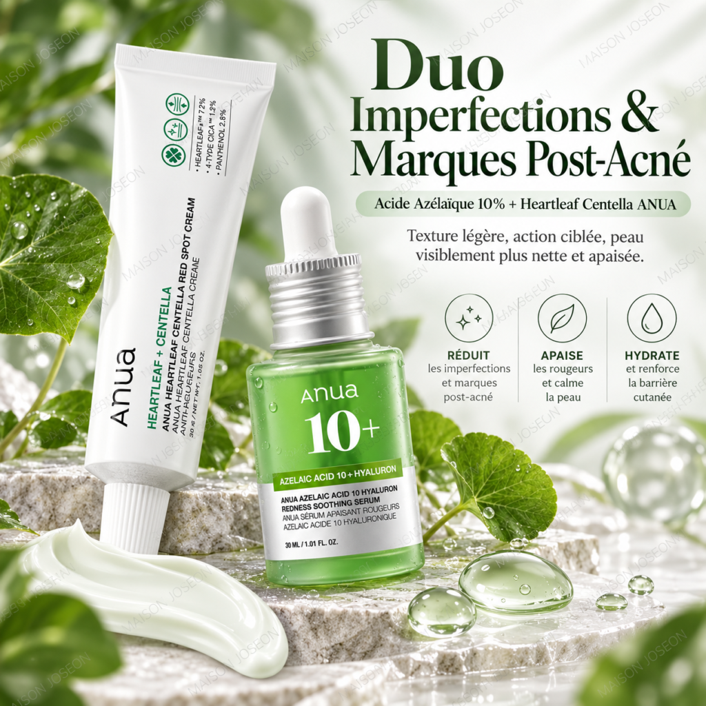 Duo Imperfections & Marques Post-Acné – Acide Azélaïque 10% + Heartleaf Centella ANUA