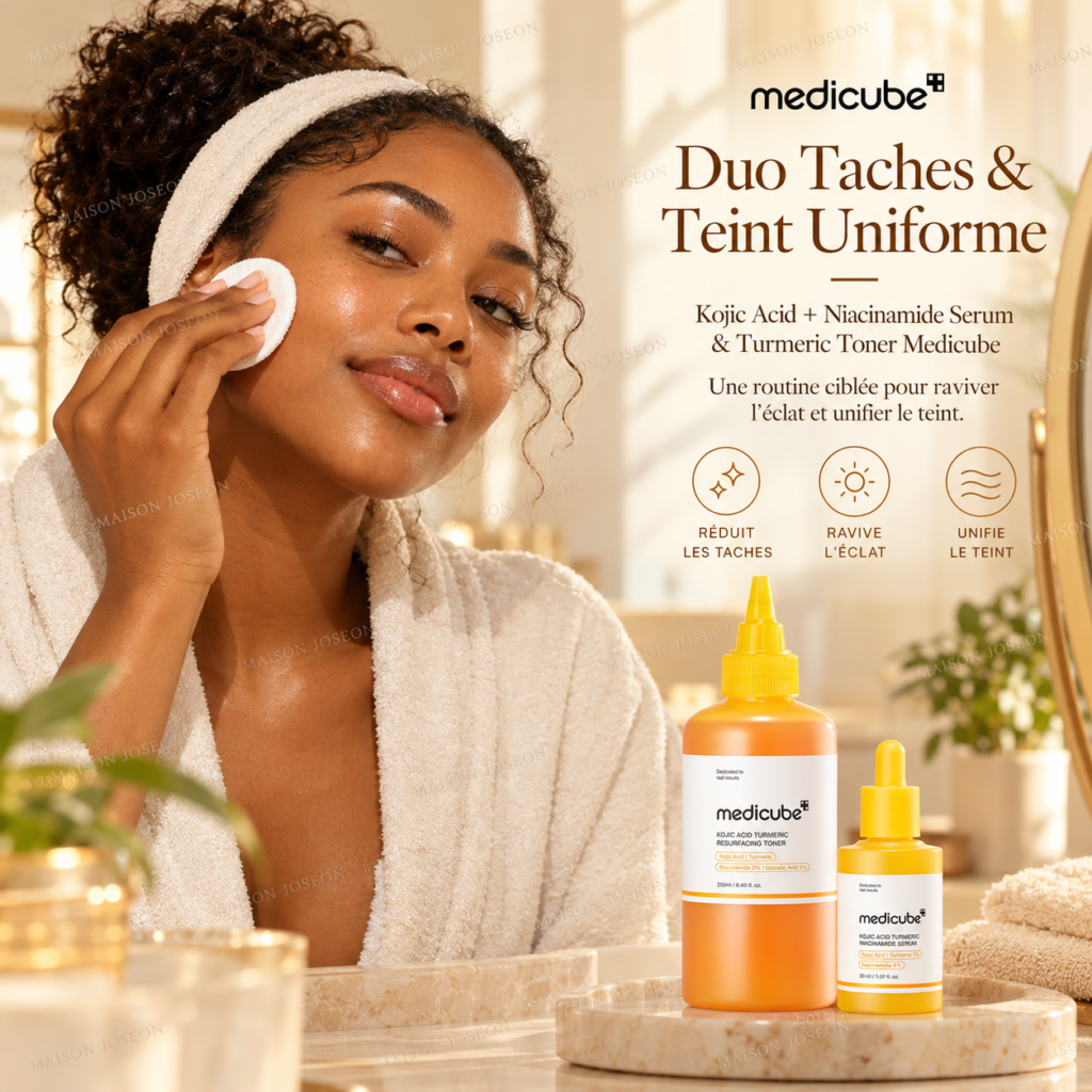 Duo Taches & Teint Uniforme – Kojic Acid + Niacinamide Serum & Turmeric Toner Medicube